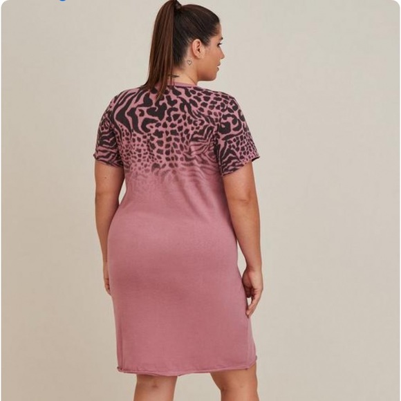 NWT! TORRID pink black leopard deconstructed dress, 1X. - Picture 2 of 9